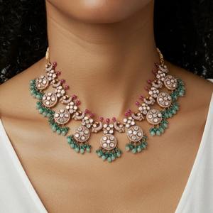 Ensemble collier et boucles d'oreilles Gajaah en argent sterling 925 avec pierres multicolores, bijoux de mariée et de fête en argent pur, haute qualité - Product Image 1