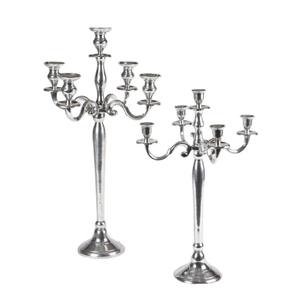 Dernier modèle moderne Candélabre vintage à 5 bras en métal aluminium fini argent Taille personnalisée pour centre de table de mariage - Product Image 1