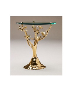 โต๊ะอลูมิเนียมแกะสลักลายดอกไม้พร้อมพื้นผิวกระจกใสเหมาะสำหรับเฟอร์นิเจอร์ที่เน้นเสียงหรือใช้ในคอลเลกชันของดีไซน์เนอร์ - Product Image 2