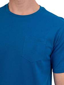 T-shirt personnalisé 100% pur coton bleu couleur classique demi-manches été décontracté haute qualité hommes t-shirts poche avant Logo personnalisé - Product Image 2