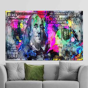 Impresión en Lienzo de Billetes de Dólar Coloridos y Elegantes, Decoración de Pared para Oficina, Lienzo Enrollado - Product Image 1