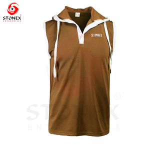 Vente en gros de sweat à capuche sans manches solide pour homme Sport Gym Muscle Summer Streetwear Polyester Plus Size Men's - Product Image 5