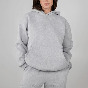 Sweat à capuche pour femme, hiver, logo personnalisé, streetwear, épaules tombantes, qualité supérieure, doux, lourd, sans cordon, surdimensionné - Product Image 4