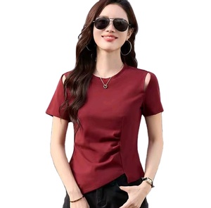 Camiseta floral de verano para mujer, top holgado informal con cuello redondo y mangas cortas - Product Image 2
