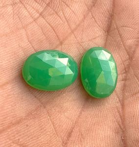 Piedras de Crisoprasa Natural, Corte Ovalado en Forma de Rosa, Color Verde, Tamaños 5x7mm/10x14mm para Fabricación de Joyería, Venta al por Mayor - Product Image 2