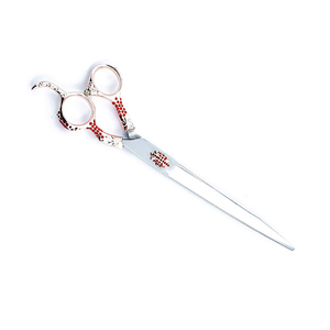 Tijera de peluquería de perro con mango de diseño personalizado, tijera de aseo para mascotas de hoja recta de 7,5 "con reposapiés - Product Image 5