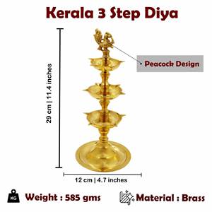 Lámpara de Aceite Tradicional de Latón de Primera Calidad con Diseño de Pavo Real de Tres Niveles, Hecha a Mano, para Pooja, Festivales y Regalos - Product Image 3