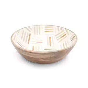 Fabricante y mayorista cuencos de madera ensalada de frutas impreso calcomanía interior esmalte calidad única personalizada mango madera ensaladeras cuencos - Product Image 2