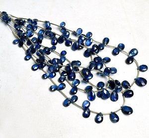 Cuentas de piedras preciosas sueltas con forma de pera facetada de cianita azul Natural para hebra de fabricación de joyas DIY - Product Image 3