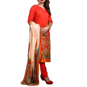 新设计女士Shalwar Kameez定制颜色批发数码印花女士亚麻连衣裙待售