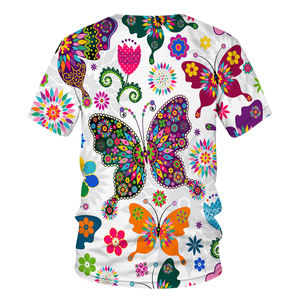 Camisetas de verano de manga corta para mujer 100% algodón cuello redondo diseño Unisex de moda con decoración de botones al por mayor - Product Image 6