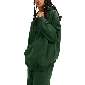 Conjuntos Deportivos Holgados de Moda Urbana para Mujer al por Mayor, Conjuntos Deportivos Transpirables de Algodón y Felpa con Hombros Caídos para Mujer - Product Image 4