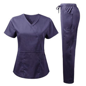 Uniforme médico de enfermera para mujer, traje cómodo de verano con pantalones de lona, color sólido personalizado, 3XL - Product Image 1
