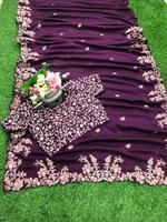 Berat Kasturi sutra Georgette Saree tradisional mewah Dori dengan mewah Zari & benang bekerja Cutwork Border Terbaik Jual Saree Sari