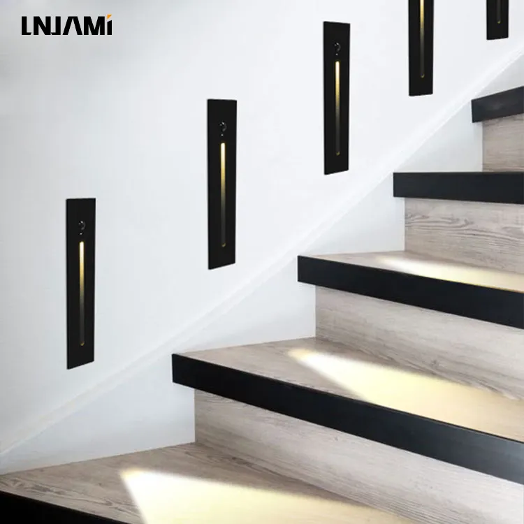 LNJAMI RTS Fast Shipping Smart Motion Sensor Recessed Wall Mount LED Stair Step Light For Corridor Stair Pathway Night Lighting