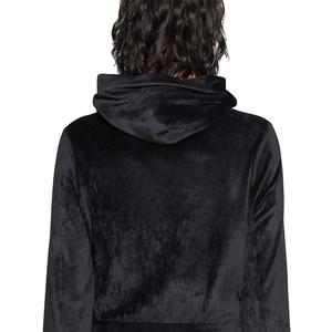 Sweat à capuche en velours de qualité supérieure pour femmes, couleur noire, pull à manches longues, tenue décontractée, sweat à capuche avec poches - Product Image 3