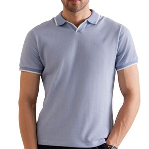 Vêtements décontractés légers 100% coton pour l'extérieur avec logo personnalisé polos respirants élégants pour hommes - Product Image 1