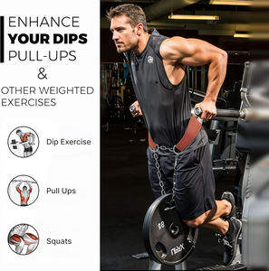 Genuine Leather High Quality Dip <b>Belt</b> <b>Weight</b> Pull Ups <b>Training</b> Back Support <b>Weight</b> Lifting Dipping <b>Belts</b> with Strong Steel Chain - Product Image 5