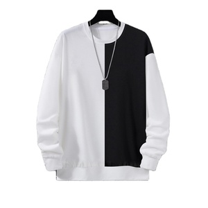 Sudadera de Cuello Redondo Blanca y Negra para Hombre, Informal, de Algodón y Felpa, para Invierno - Product Image 1