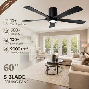 60 Inch Modern Black 5 Blade <b>Ceiling</b> Fan with <b>Light</b> APP <b>Control</b> <b>Remote</b> <b>Control</b> Reversible DC Motor for Bedroom Living Room - Product Image 1