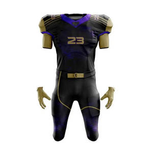 ชุดเสื้อฟุตบอลอเมริกันโพลีเอสเตอร์สำหรับผู้ชายเครื่องแบบอเมริกันฟุตบอลสีแดงสีเหลือง - Product Image 1