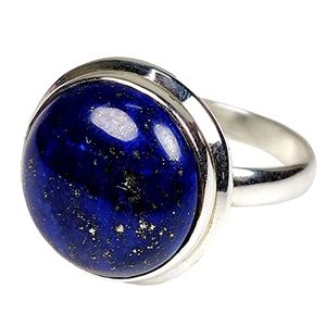 925 Sterling <b>Silver</b> Handmade <b>Ring</b> with Lapis Lazuli September Birthstone Inlay Boho Style Perfect Gift for <b>Men</b> and Women - Product Image 1