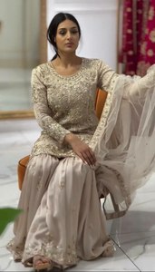 Más hermoso espejo trabajo cuello redondo tradicional Gharara Salwar traje con Dupatta conjunto 3 piezas salwar kameez diseños - Product Image 2