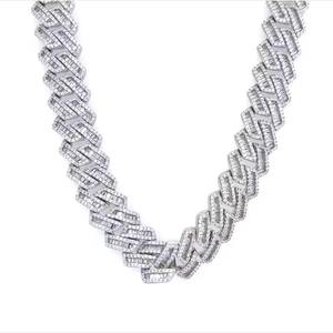 À la mode unisexe luxe argent cubain lien chaîne D couleur VVS clouté diamant testeur vérifier Moissanite pour mariage - Product Image 2