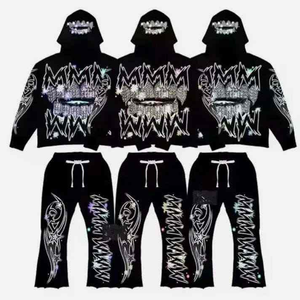 Ensemble de survêtement en molleton respirant décontracté unisexe pour l'hiver en vente Logo personnalisé 100% coton Ensemble de survêtement deux pièces avec capuche Position du logo sur le devant - Product Image 4