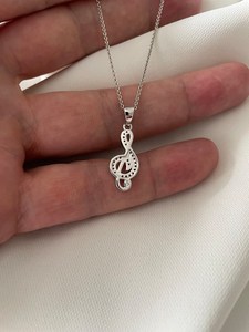 Colgante de plata de ley Cz con cadena de traza facetada de plata, joyería elegante, regalo para ella, collar delicado, joyería llamativa - Product Image 3