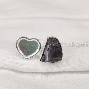 Joyería de piedra áspera Anillo de mujer Tanzanita natural Piedra preciosa cruda Diciembre Piedra natal Corazón Piedra Anillo de plata esterlina 925 - Product Image 1