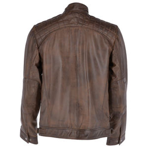 Chaqueta de Cuero Genuino Estilo Nuevo, Chaqueta de Cuero Vacuno Marrón Vintage, Chaqueta de Motociclista Entallada para Hombre, Talla Asiática - Product Image 3