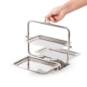 Venta al por mayor a granel Fordable Metal Cascades fechas soporte forma rectangular plata Acero inoxidable árabe dulce soporte para Ramadán - Product Image 5