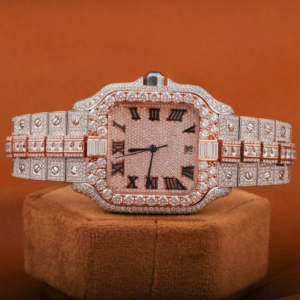 Diferentes formas Moissanite Tachonado Esfera cuadrada Iced Out Reloj Tono de color dual Hip Hop Rapper Muñeca automática Reloj lujoso - Product Image 1