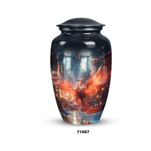Vente chaude grande urne adulte de crémation d'oiseau de Phoenix en aluminium pour les cendres humaines urne funéraire pleine grandeur noire avec couvercle et sac gratuit - Product Image 3