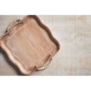 Plateau de service en bois au prix le moins cher Plateau en bois adapté au petit déjeuner de l'hôtel et à la nourriture de fête avec poignée en métal - Product Image 1