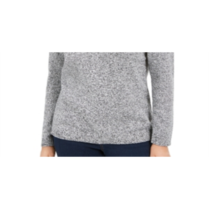 เสื้อสเวตเตอร์แขนยาวคอวีลายริบแต่งประดับตกแต่งสำหรับผู้หญิง แบรนด์ Karen Scott สีดำ-ขาว ไซส์เล็กพิเศษ สำหรับฤดูใบไม้ร่วง - Product Image 2