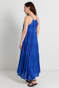 Atractivo 2025 verano rayón largo liso azul señoras vestido para mujeres Boho cómodo suelto Casual Maxi vestido - Product Image 2