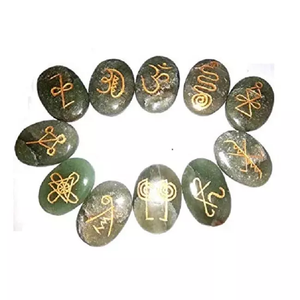 Piedra ovalada con forma de Aventurina verde Karuna de alta calidad, juego de Karuna de 11 piezas, piedras preciosas de cristal curativo natural, juego de Karuna al por mayor - Product Image 5