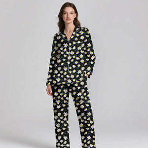 Women's Luxury Breathable Silk Satin Pajama <b>Set</b> Soft Touch Long Sleeve Sleepwear ODM Summer Autumn Spring Customizable - Product Image 2