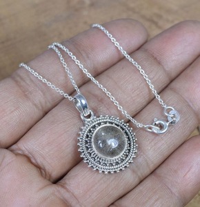 Tendance 925 Sterling Silver Golde Rutile Gemstone Pendentif Bijoux À La Main En Argent Boho Style Pendentif Bijoux pour Femmes - Product Image 3