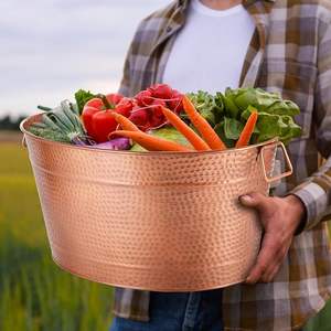 Hammered Copper Plated Stainless Steel Beverage Tub with Handles for Wine, Beer, <b>Drinks</b> | Private Label, Wholesale Bulk Supply - Product Image 2