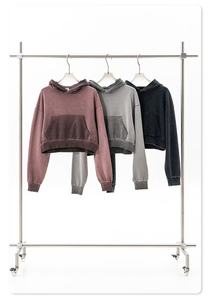 Sudadera con Capucha de Felpa Francesa para Mujer, Lista para Enviar, Estilo Vintage Lavado, Corta, Informal, Lisa - Product Image 4