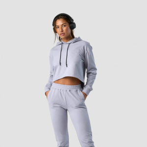 Jersey ligero para mujer Sudadera recortada Capucha Cordón Estampado frontal Versátil Yoga Fitness Ropa diaria para otoño - Product Image 1