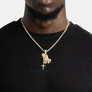 Diseño de moda mano rezando plata 925 y 18K chapado en oro VVS Moissanite diamante Hip Hop joyería Iced Out hombres colgante - Product Image 2