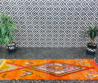 Tapis Azilal personnalisé Orange vif, grand tapis marocain en laine de mouton véritable