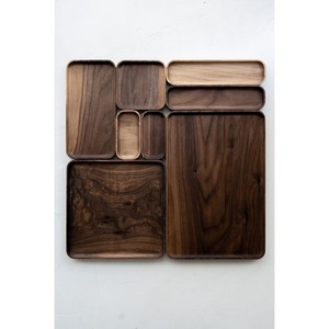 Bandeja de madera decorativa con diseño de Arte Moderno de color oscuro, buena venta para bodas, incluye cuencos, tazas, plato - Product Image 1