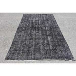 Alfombra de lana gris moderna, alfombra de retales de tejido plano turco de 5,3x8,9 pies para decoraciones de sala de estar con respaldo de látex - Product Image 1