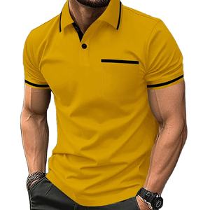 Camiseta Polo de Verano para Hombre, Estilo Urbano, Cuello Camisero, Corte Ajustado Informal, Manga Corta, Color Puro, Secado Rápido, Poliéster - Product Image 3