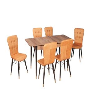 Extendable Dining <b>Table</b> Set 6 Chairs Tempered Glass Top Modern Handmade Metal <b>Legs</b> Chipboard Construction Eco-Friendly Durable - Product Image 1